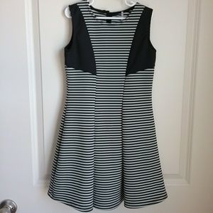 Poof Girl Black White Striped  Sleeveless Dress